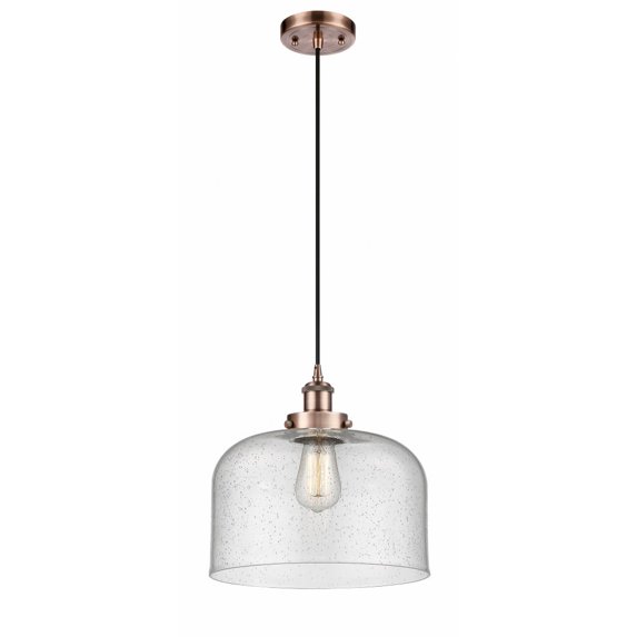 916-1P-AC-G74-L Innovations Lighting Bell - 1 Light Cord Hung Mini Pendant In Industrial Style-11.38 Inches Tall and 12 Inches Wide-Antique Copper