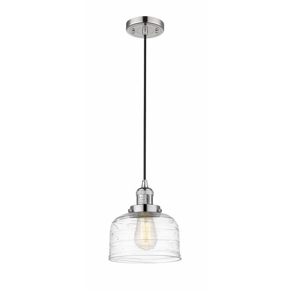 201C-PN-G713 Innovations Lighting Bell - 1 Light Cord Hung Mini Pendant In Industrial Style-10 Inches Tall and 8 Inches Wide-Polished Nickel