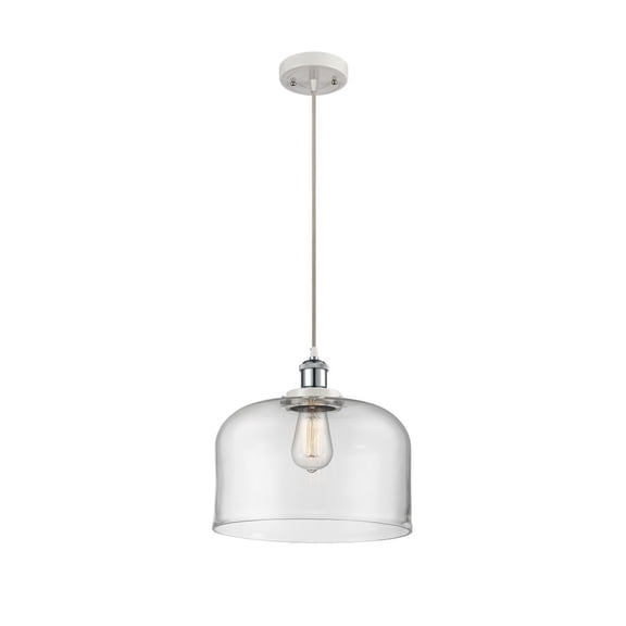 916-1P-WPC-G72-L Innovations Lighting Bell - 1 Light Cord Hung Mini Pendant In Industrial Style-11.38 Inches Tall and 12 Inches Wide-White/Polished