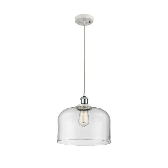 916-1P-WPC-G72-L Innovations Lighting Bell - 1 Light Cord Hung Mini Pendant In Industrial Style-11.38 Inches Tall and 12 Inches Wide-White/Polished