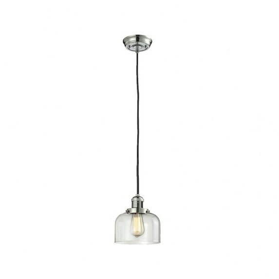 201C-PN-G72 Innovations Lighting Bell - 1 Light Cord Hung Mini Pendant In Industrial Style-10 Inches Tall and 8 Inches Wide-Polished Nickel