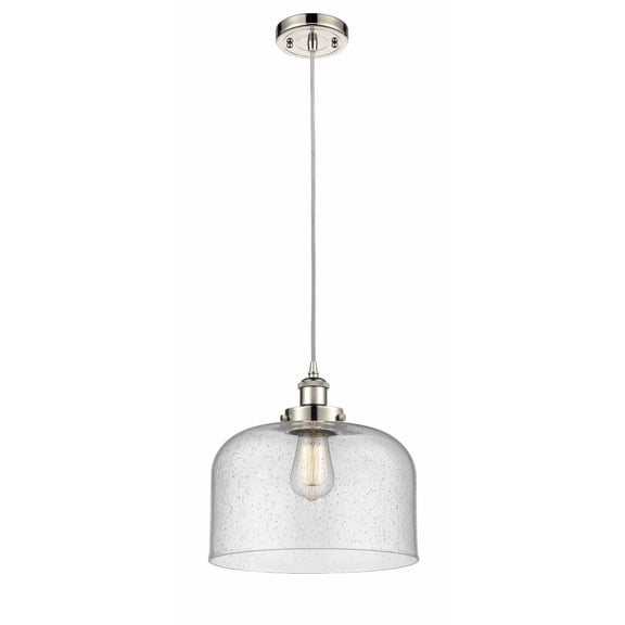 916-1P-PN-G74-L Innovations Lighting Bell - 1 Light Cord Hung Mini Pendant In Industrial Style-11.38 Inches Tall and 12 Inches Wide-Polished Nickel