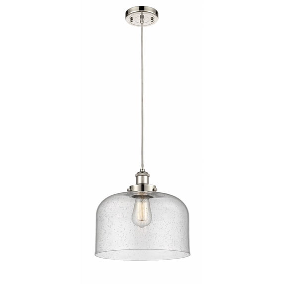916-1P-PN-G74-L Innovations Lighting Bell - 1 Light Cord Hung Mini Pendant In Industrial Style-11.38 Inches Tall and 12 Inches Wide-Polished Nickel