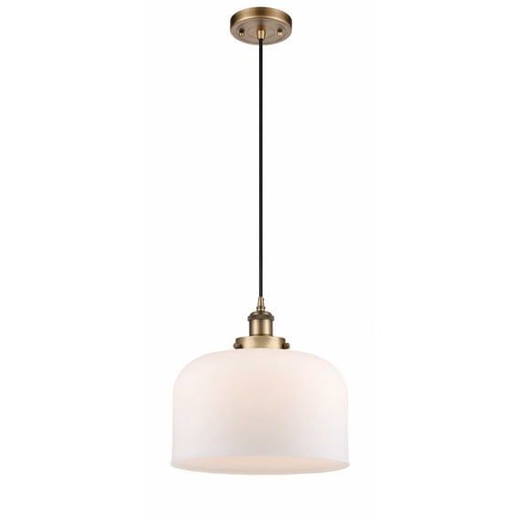 916-1P-BB-G71-L Innovations Lighting Bell - 1 Light Cord Hung Mini Pendant In Industrial Style-11.38 Inches Tall and 12 Inches Wide-Brushed Brass