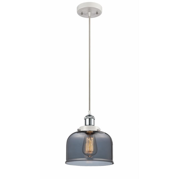 916-1P-WPC-G73 Innovations Lighting Bell - 1 Light Cord Hung Mini Pendant In Industrial Style-10 Inches Tall and 8 Inches Wide-White/Polished Chrome