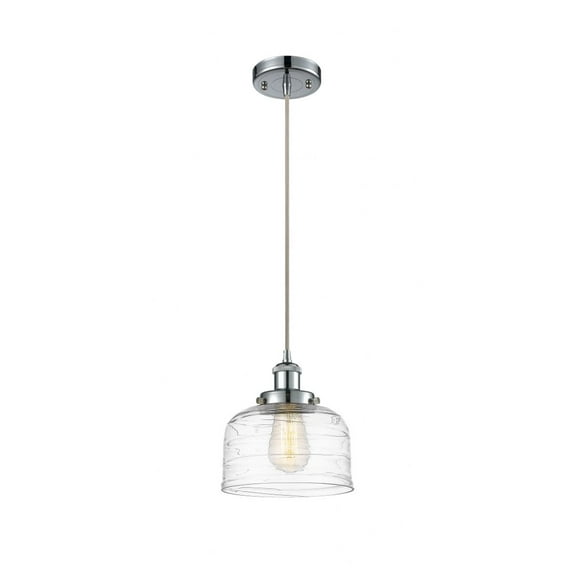 916-1P-PC-G713 Innovations Lighting Bell - 1 Light Cord Hung Mini Pendant In Industrial Style-10 Inches Tall and 8 Inches Wide-Polished Chrome