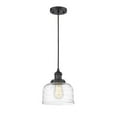 thumbnail image 1 of 201C-BK-G713 Innovations Lighting Bell - 1 Light Cord Hung Mini Pendant In Industrial Style-10 Inches Tall and 8 Inches Wide-Matte Black Finish-Clear, 1 of 1