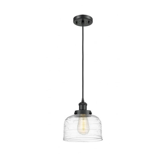 916-1P-BK-G713 Innovations Lighting Bell - 1 Light Cord Hung Mini Pendant In Industrial Style-10 Inches Tall and 8 Inches Wide-Matte Black