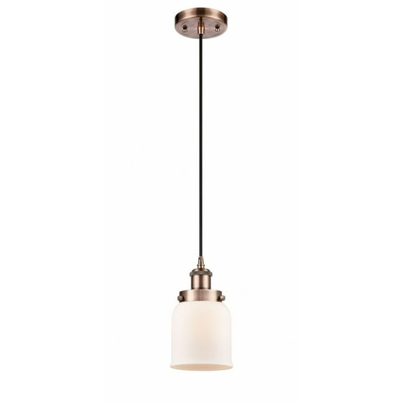 916-1P-AC-G51-Innovations Lighting-Bell - 1 Light Cord Hung Mini Pendant In Industrial Style-10 Inches Tall and 5 Inches Wide-Antique Copper