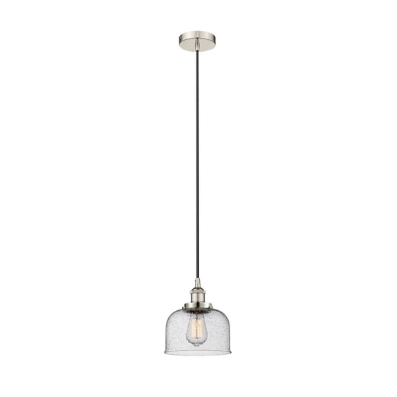 616-1PH-PN-G74 Innovations Lighting Bell - 1 Light Cord Hung Mini Pendant In Modern Style-9.5 Inches Tall and 8 Inches Wide-Polished Nickel