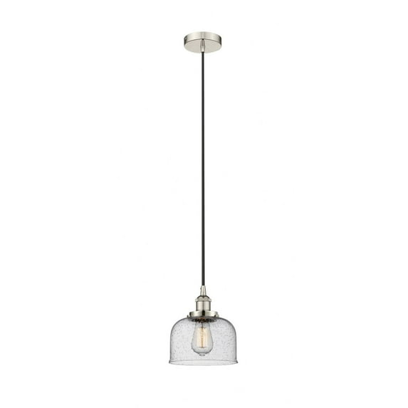 616-1PH-PN-G74 Innovations Lighting Bell - 1 Light Cord Hung Mini Pendant In Modern Style-9.5 Inches Tall and 8 Inches Wide-Polished Nickel