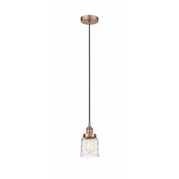 616-1PH-AC-G513 Innovations Lighting Bell - 1 Light Cord Hung Mini Pendant In Modern Style-9.5 Inches Tall and 5 Inches Wide-Antique Copper