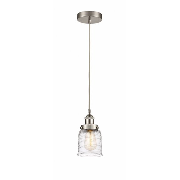 616-1PH-SN-G513 Innovations Lighting Bell - 1 Light Cord Hung Mini Pendant In Modern Style-9.5 Inches Tall and 5 Inches Wide-Brushed Satin Nickel