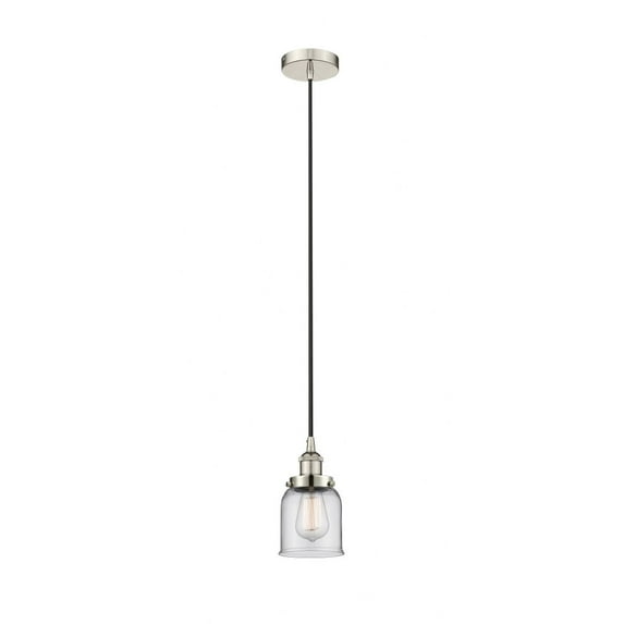 616-1PH-PN-G52 Innovations Lighting Bell - 1 Light Cord Hung Mini Pendant In Modern Style-9.5 Inches Tall and 5 Inches Wide-Polished Nickel