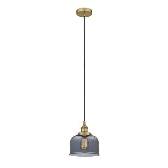 616-1PH-BB-G73 Innovations Lighting Bell - 1 Light Cord Hung Mini Pendant In Modern Style-9.5 Inches Tall and 8 Inches Wide-Brushed Brass Finish-Light