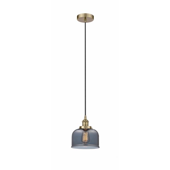 616-1PH-AB-G73 Innovations Lighting Bell - 1 Light Cord Hung Mini Pendant In Modern Style-9.5 Inches Tall and 8 Inches Wide-Antique Brass Finish-Light