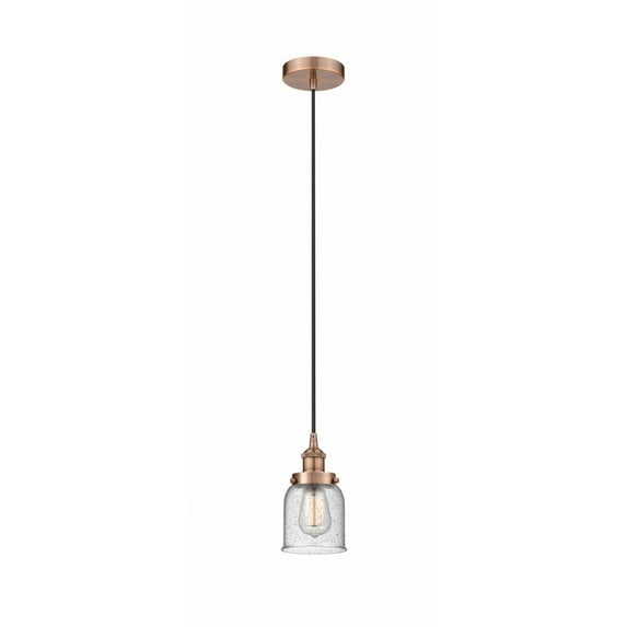 616-1PH-AC-G54 Innovations Lighting Bell - 1 Light Cord Hung Mini Pendant In Modern Style-9.5 Inches Tall and 5 Inches Wide-Antique Copper