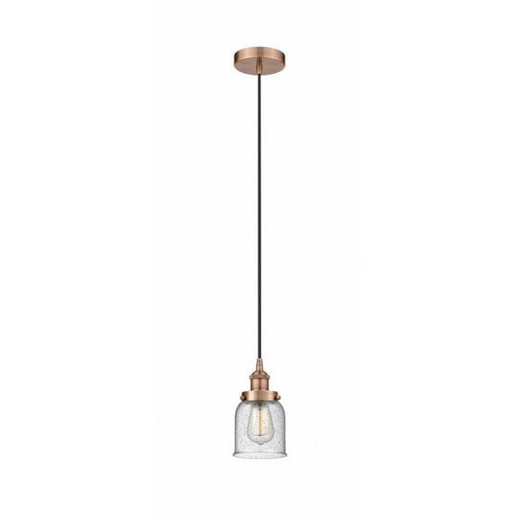 616-1PH-AC-G54 Innovations Lighting Bell - 1 Light Cord Hung Mini Pendant In Modern Style-9.5 Inches Tall and 5 Inches Wide-Antique Copper