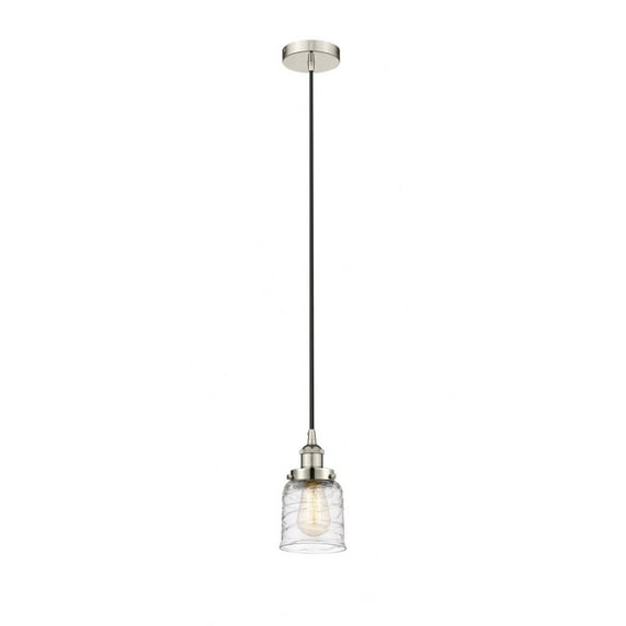 616-1PH-PN-G513 Innovations Lighting Bell - 1 Light Cord Hung Mini Pendant In Modern Style-9.5 Inches Tall and 5 Inches Wide-Polished Nickel