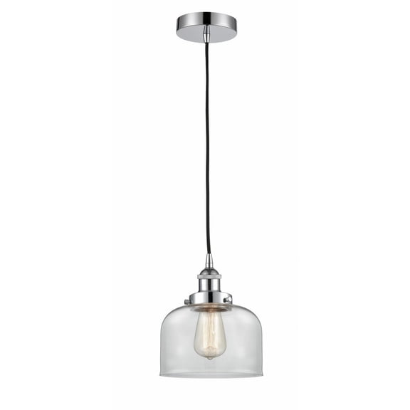 616-1PH-PC-G72 Innovations Lighting Bell - 1 Light Cord Hung Mini Pendant In Modern Style-9.5 Inches Tall and 8 Inches Wide-Polished Chrome