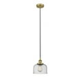 thumbnail image 1 of 616-1PH-BB-G74 Innovations Lighting Bell - 1 Light Cord Hung Mini Pendant In Modern Style-9.5 Inches Tall and 8 Inches Wide-Brushed Brass Finish-Seedy, 1 of 2