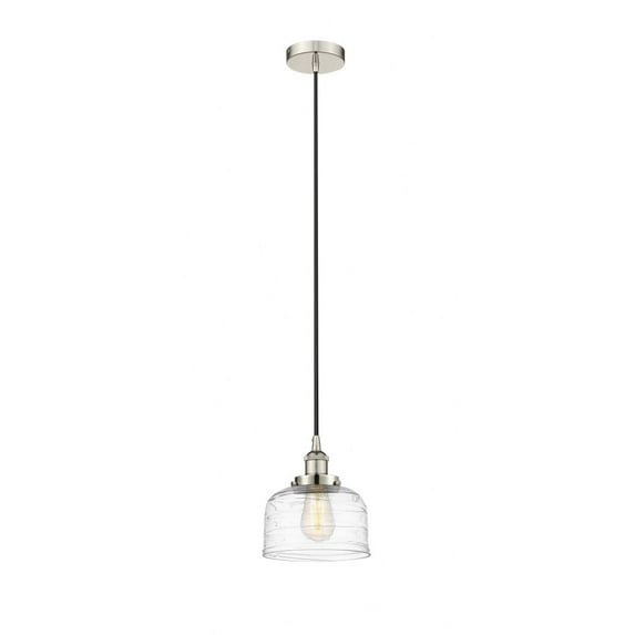 616-1PH-PN-G713 Innovations Lighting Bell - 1 Light Cord Hung Mini Pendant In Modern Style-9.5 Inches Tall and 8 Inches Wide-Polished Nickel
