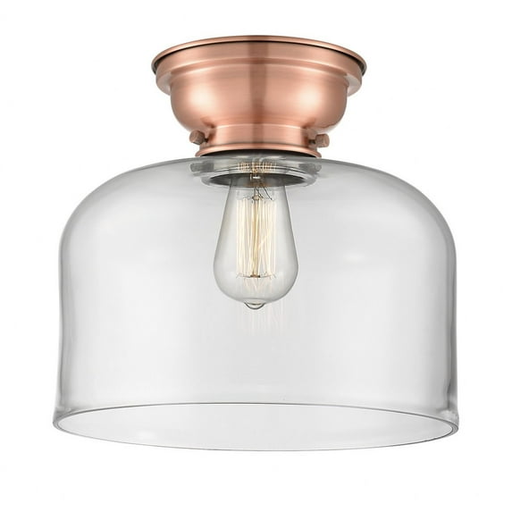 623-1F-AC-G72-L Innovations Lighting Bell - 1 Light Flush Mount In Industrial Style-9.4 Inches Tall and 12 Inches Wide-Antique Copper Finish-Clear