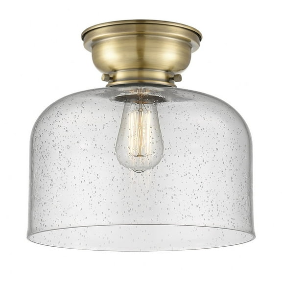 623-1F-AB-G74-L Innovations Lighting Bell - 1 Light Flush Mount In Industrial Style-9.4 Inches Tall and 12 Inches Wide-Antique Brass Finish-Seedy