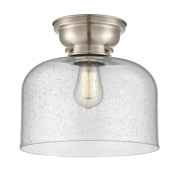 623-1F-SN-G74-L Innovations Lighting Bell - 1 Light Flush Mount In Industrial Style-9.4 Inches Tall and 12 Inches Wide-Brushed Satin Nickel