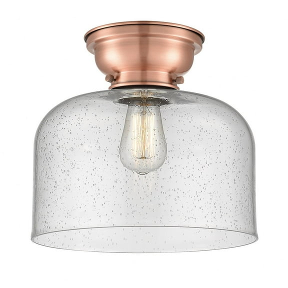 623-1F-AC-G74-L-Innovations Lighting-Bell - 1 Light Flush Mount In Industrial Style-9.4 Inches Tall and 12 Inches Wide-Antique Copper Finish-Seedy