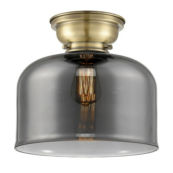 623-1F-AB-G73-L Innovations Lighting Bell - 1 Light Flush Mount In Industrial Style-9.4 Inches Tall and 12 Inches Wide-Antique Brass Finish-Light