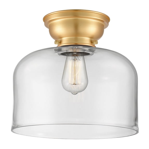 623-1F-SG-G72-L Innovations Lighting Bell - 1 Light Flush Mount In Industrial Style-9.4 Inches Tall and 12 Inches Wide-Satin Gold Finish-Clear Glass