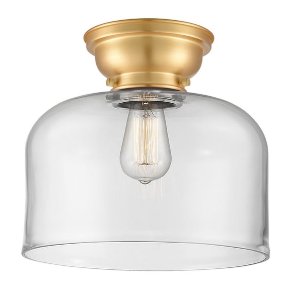 623-1F-SG-G72-L Innovations Lighting Bell - 1 Light Flush Mount In Industrial Style-9.4 Inches Tall and 12 Inches Wide-Satin Gold Finish-Clear Glass