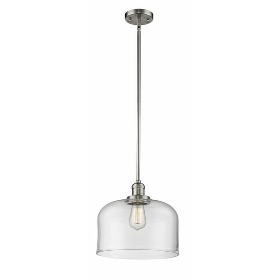 201S-SN-G72-L-Innovations Lighting-Bell - 1 Light Mini Pendant In Industrial Style-13 Inches Tall and 12 Inches Wide-Brushed Satin Nickel Finish-Clear