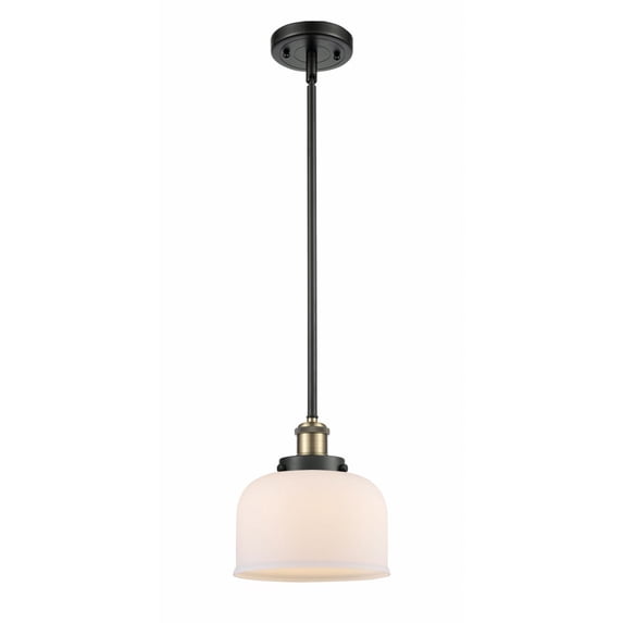 916-1S-BAB-G71 Innovations Lighting Bell - 1 Light Stem Hung Mini Pendant In Industrial Style-10 Inches Tall and 8 Inches Wide-Black Antique Brass