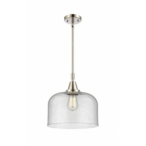 447-1S-PN-G74-L Innovations Lighting Bell - 1 Light Stem Hung Mini Pendant In Industrial Style-14.13 Inches Tall and 12 Inches Wide-Polished Nickel