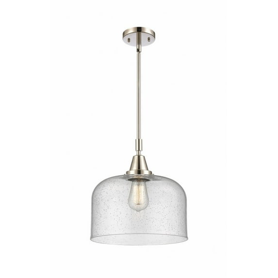 447-1S-PN-G74-L Innovations Lighting Bell - 1 Light Stem Hung Mini Pendant In Industrial Style-14.13 Inches Tall and 12 Inches Wide-Polished Nickel