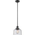thumbnail image 1 of Innovations Lighting  Franklin Restoration Bell - 1 Light 8" Stem Hung Mini Pendant Seedy/Matte Black, 1 of 3