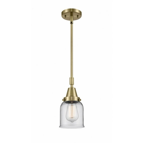 447-1S-AB-G52 Innovations Lighting Bell - 1 Light Stem Hung Mini Pendant In Industrial Style-11.13 Inches Tall and 5 Inches Wide-Antique Brass