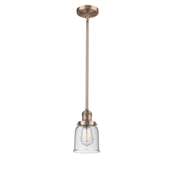 201S-AC-G54 Innovations Lighting Bell - 1 Light Stem Hung Mini Pendant In Industrial Style-10 Inches Tall and 5 Inches Wide-Antique Copper