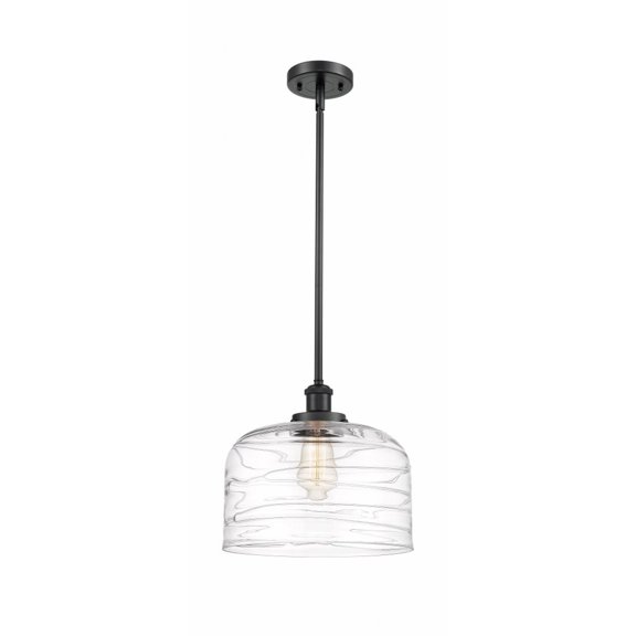 916-1S-BK-G713-L Innovations Lighting Bell - 1 Light Stem Hung Mini Pendant In Industrial Style-10 Inches Tall and 12 Inches Wide-Matte Black