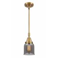 thumbnail image 1 of 447-1S-BB-G53 Innovations Lighting Bell - 1 Light Stem Hung Mini Pendant In Industrial Style-11.13 Inches Tall and 5 Inches Wide-Brushed Brass, 1 of 1