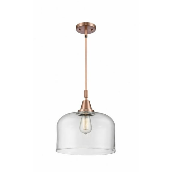 447-1S-AC-G72-L Innovations Lighting Bell - 1 Light Stem Hung Mini Pendant In Industrial Style-14.13 Inches Tall and 12 Inches Wide-Antique Copper