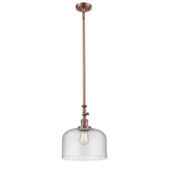 206-AC-G74-L Innovations Lighting Bell - 1 Light Stem Hung Mini Pendant In Industrial Style-15 Inches Tall and 12 Inches Wide-Antique Copper