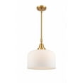 thumbnail image 1 of 447-1S-SG-G71-L Innovations Lighting Bell - 1 Light Stem Hung Mini Pendant In Industrial Style-14.13 Inches Tall and 12 Inches Wide-Satin Gold, 1 of 1