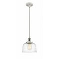 thumbnail image 1 of 916-1S-WPC-G713 Innovations Lighting Bell - 1 Light Stem Hung Mini Pendant In Industrial Style-10 Inches Tall and 8 Inches Wide-White/Polished Chrome, 1 of 1