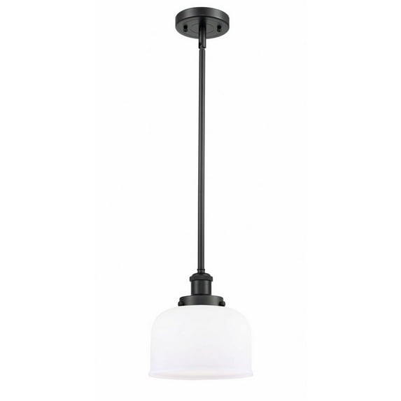 916-1S-BK-G71 Innovations Lighting Bell - 1 Light Stem Hung Mini Pendant In Industrial Style-10 Inches Tall and 8 Inches Wide-Matte Black Finish-Matte