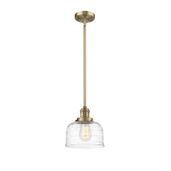 201S-BB-G713 Innovations Lighting Bell - 1 Light Stem Hung Mini Pendant In Industrial Style-10 Inches Tall and 8 Inches Wide-Brushed Brass