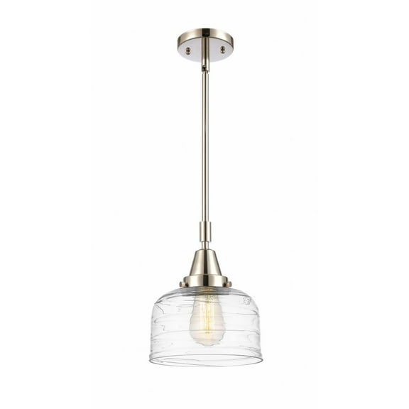 447-1S-PN-G713-Innovations Lighting-Bell - 1 Light Stem Hung Mini Pendant In Industrial Style-11.13 Inches Tall and 8 Inches Wide-Polished Nickel