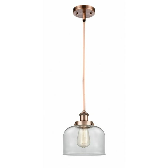 916-1S-AC-G72 Innovations Lighting Bell - 1 Light Stem Hung Mini Pendant In Industrial Style-10 Inches Tall and 8 Inches Wide-Antique Copper